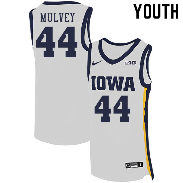 Youth #44 Riley Mulvey Iowa Hawkeyes College Basketball Jerseys Sale-White